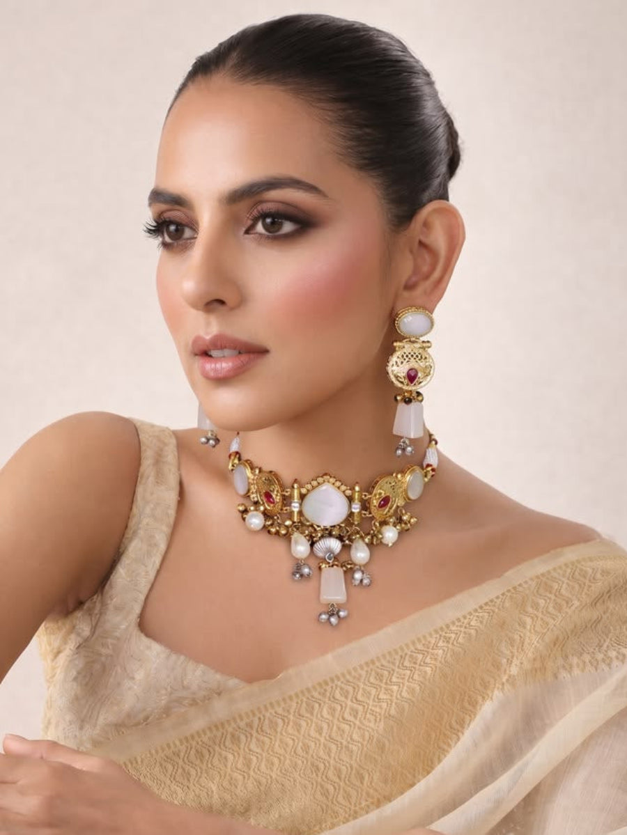 Maya Choker Necklace Set-Ivory