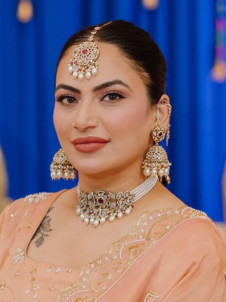 Takshi Mirror Choker Necklace Set Indian Wedding Necklace Set for NRI Brides