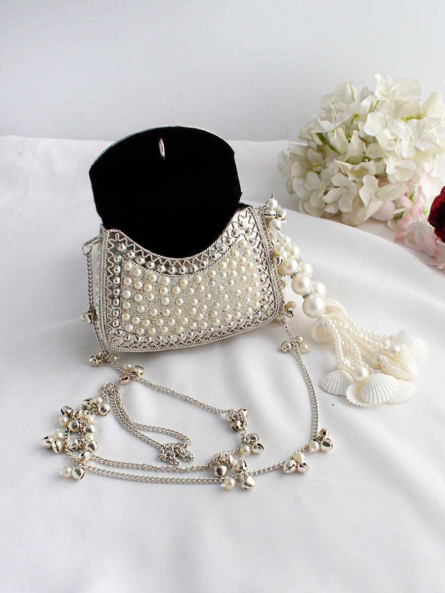 Dhwani Micro Clutch Bag-Silver