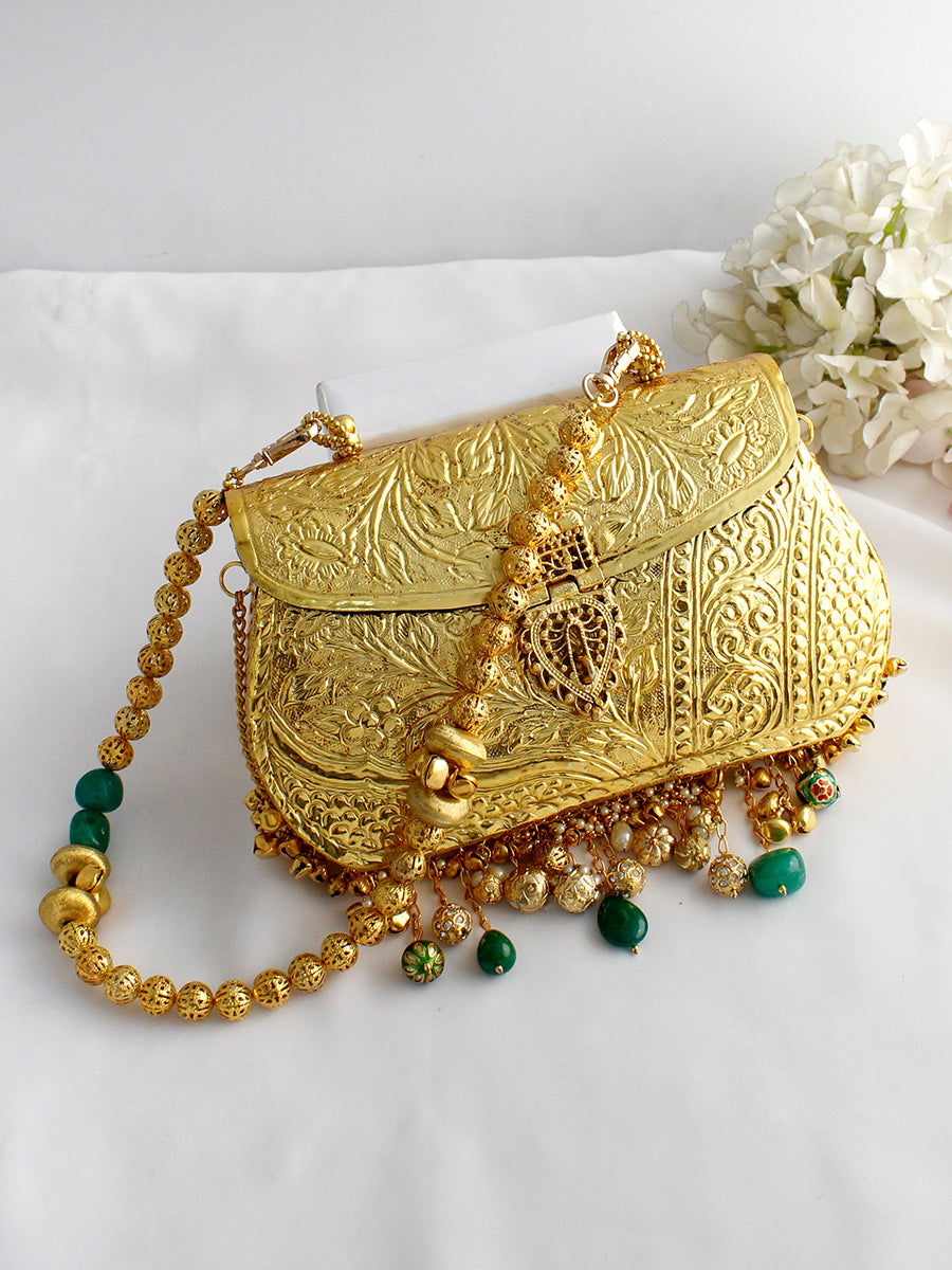 Anshula Metal Clutch Bag-Gold