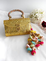 Amaya Metal Clutch Bag-Gold