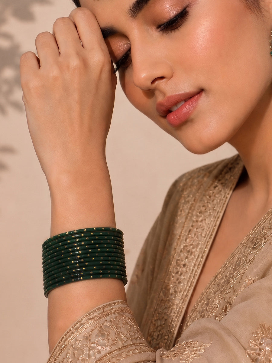 Sia Bangle Set-Dark Green
