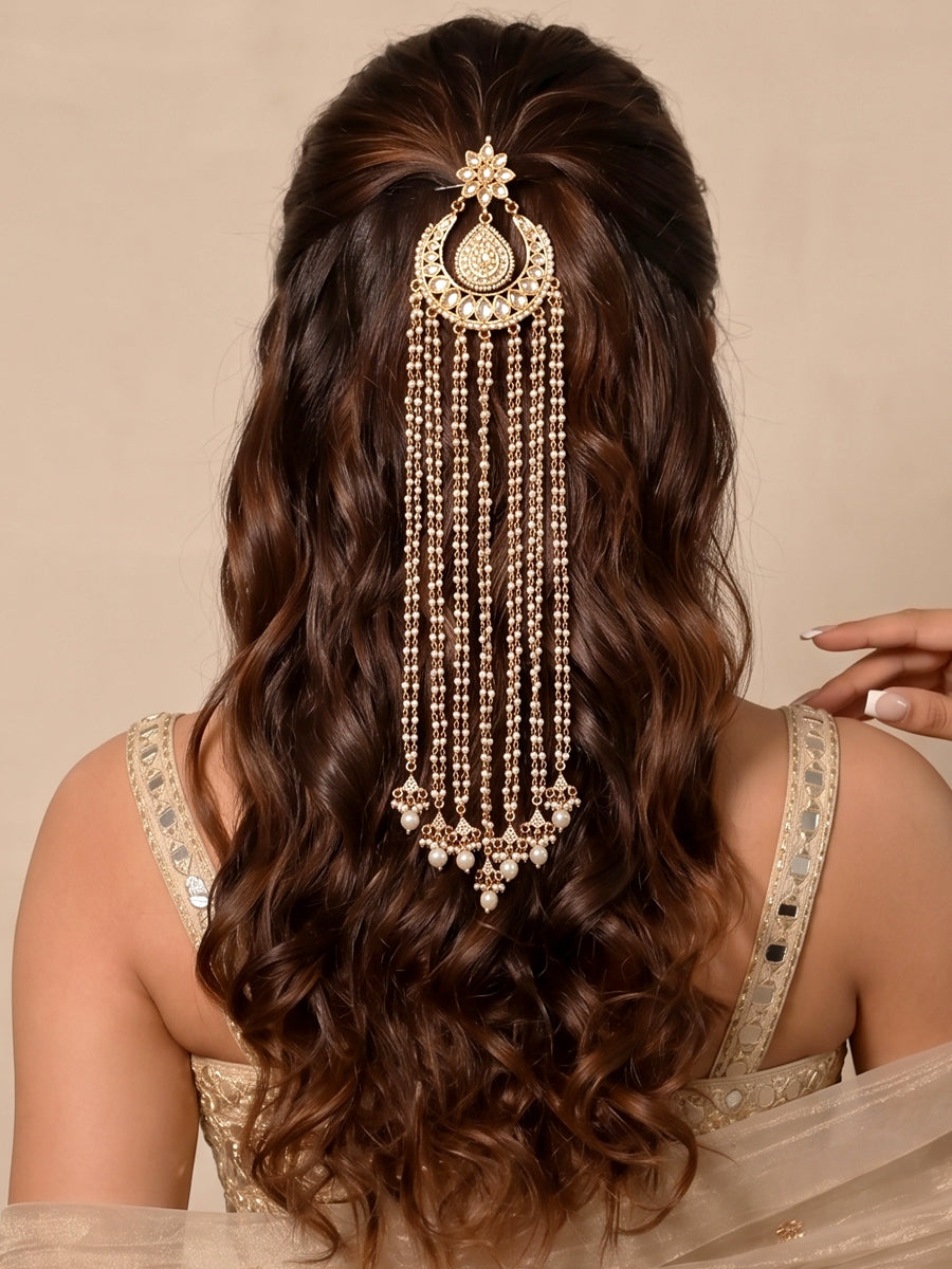 Vrinda Hair Accessory / Choti Ethnic Hair Jewelry with Fast International Shipping-Gold