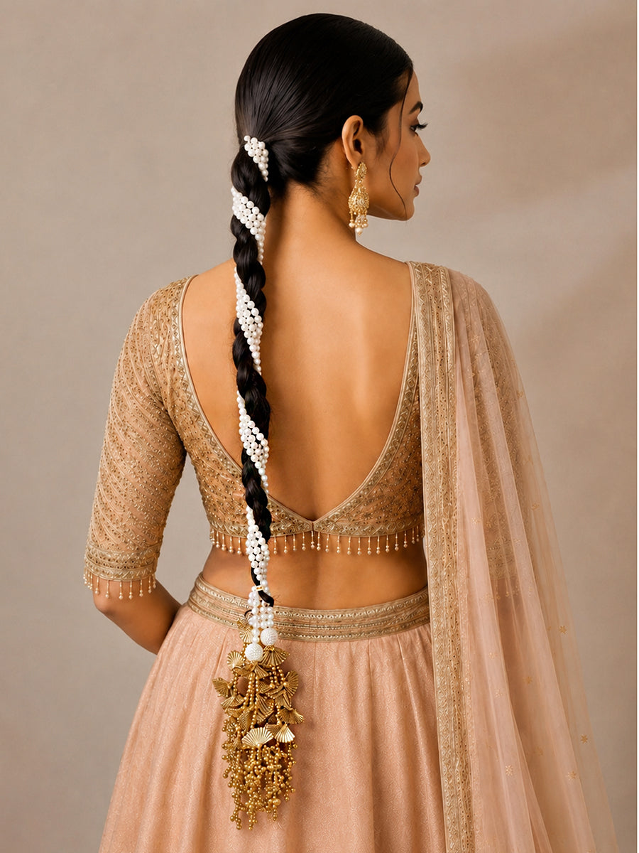 Seerat Paranda Gold Tassel Parandi for South Asian Brides-Gold