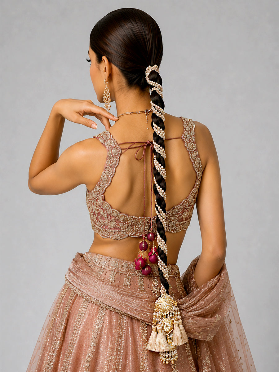 Ayesha Warp Paranda Traditional Punjabi Hair Parandi for Weddings-Gold