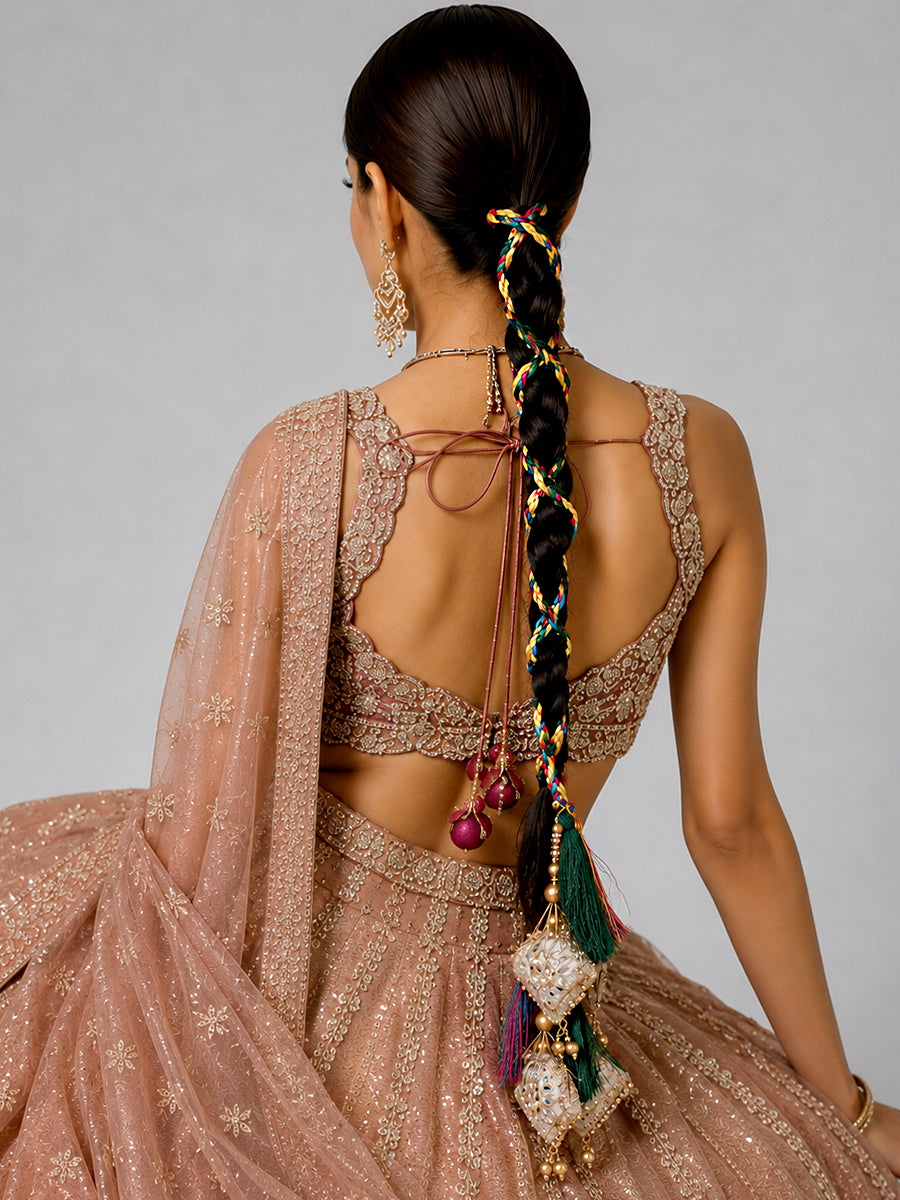 Falak Wrap Paranda Handmade Bridal Parandi for Mehndi & Sangeet-Multicolor