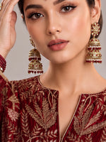 Poorva Jhumki Earrings-Maroon