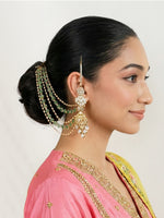 Ahmedabad Earrings With Ear Chain - Green 