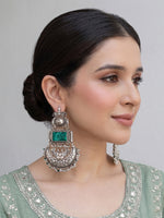 Ashita Earrings - Silver / Green