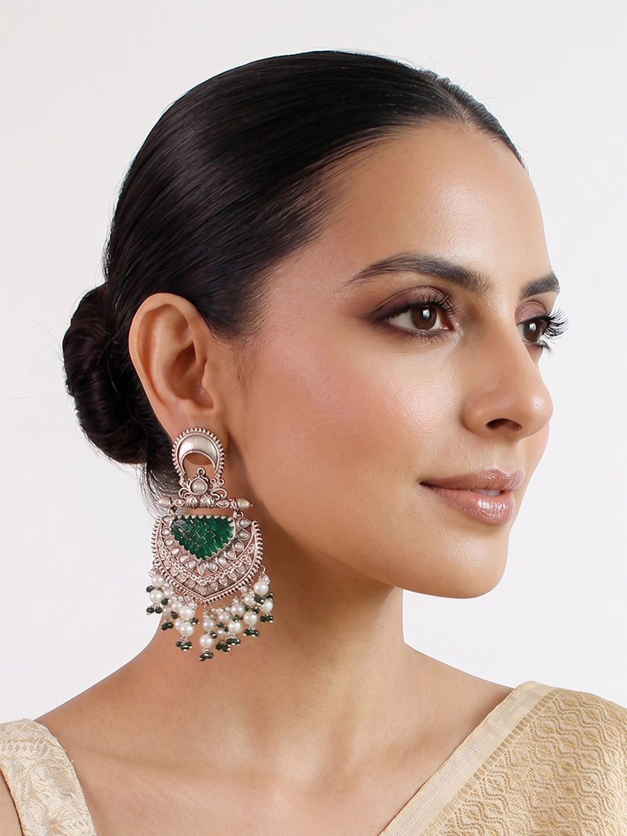 Sheel Earrings - Silver / Green