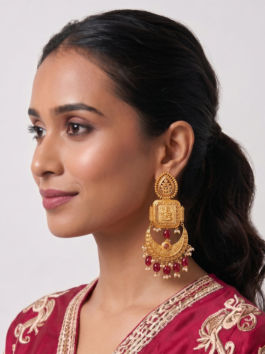 Minisha Earrings-Maroon