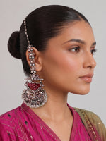 Sania Earrings - Silver / Ruby pink