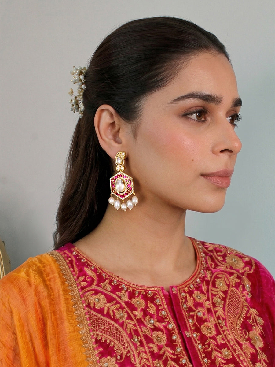 Sikkim Earrings - Hot pink