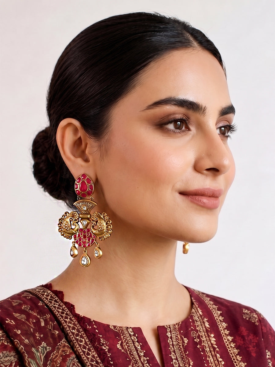 Navdha Earrings - Hot Pink