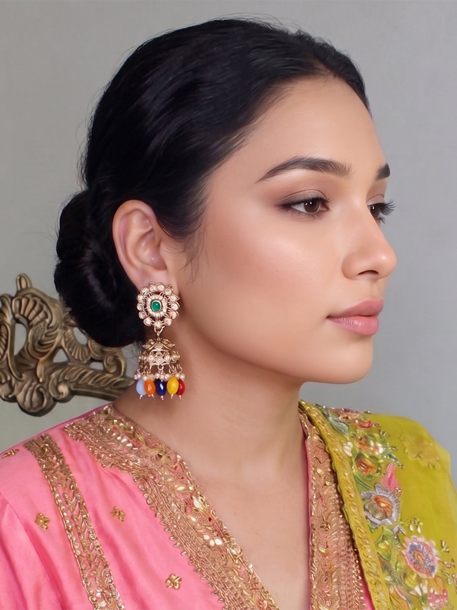 Anisha Jhumki Earrings - multicolor
