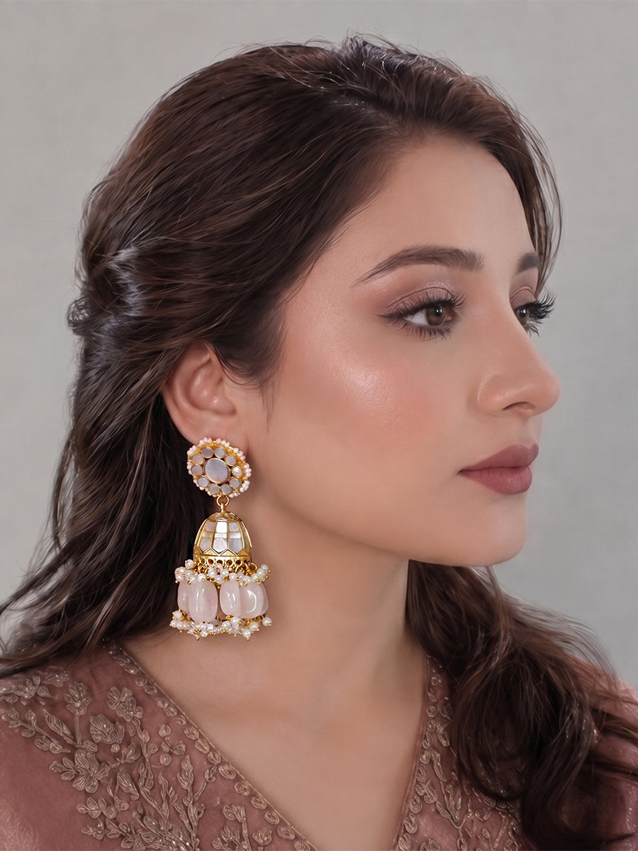 Ishvi Jhumki Earrings-Ivory