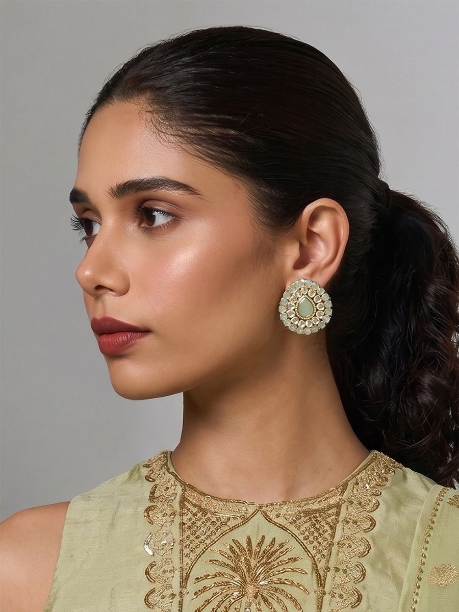 Aarchi Stud Earrings-Mint Green