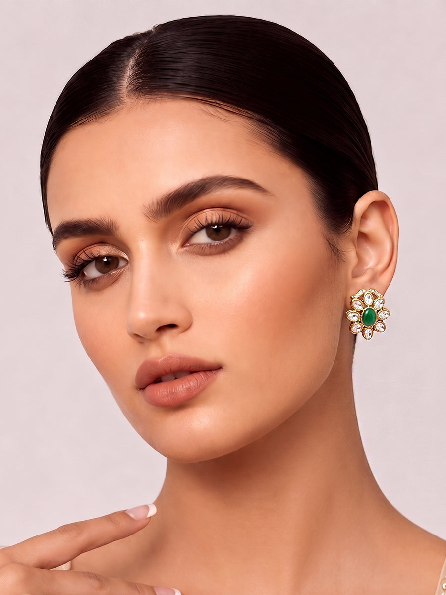 Irika Stud Earrings -Green
