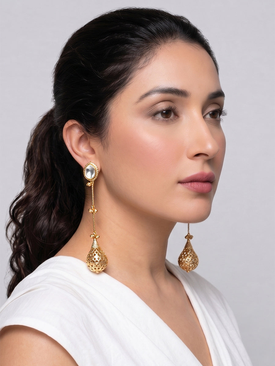 Mirisha Long Earrings-Gold