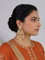 Archita Kundan Chandbali Earrings - white 
