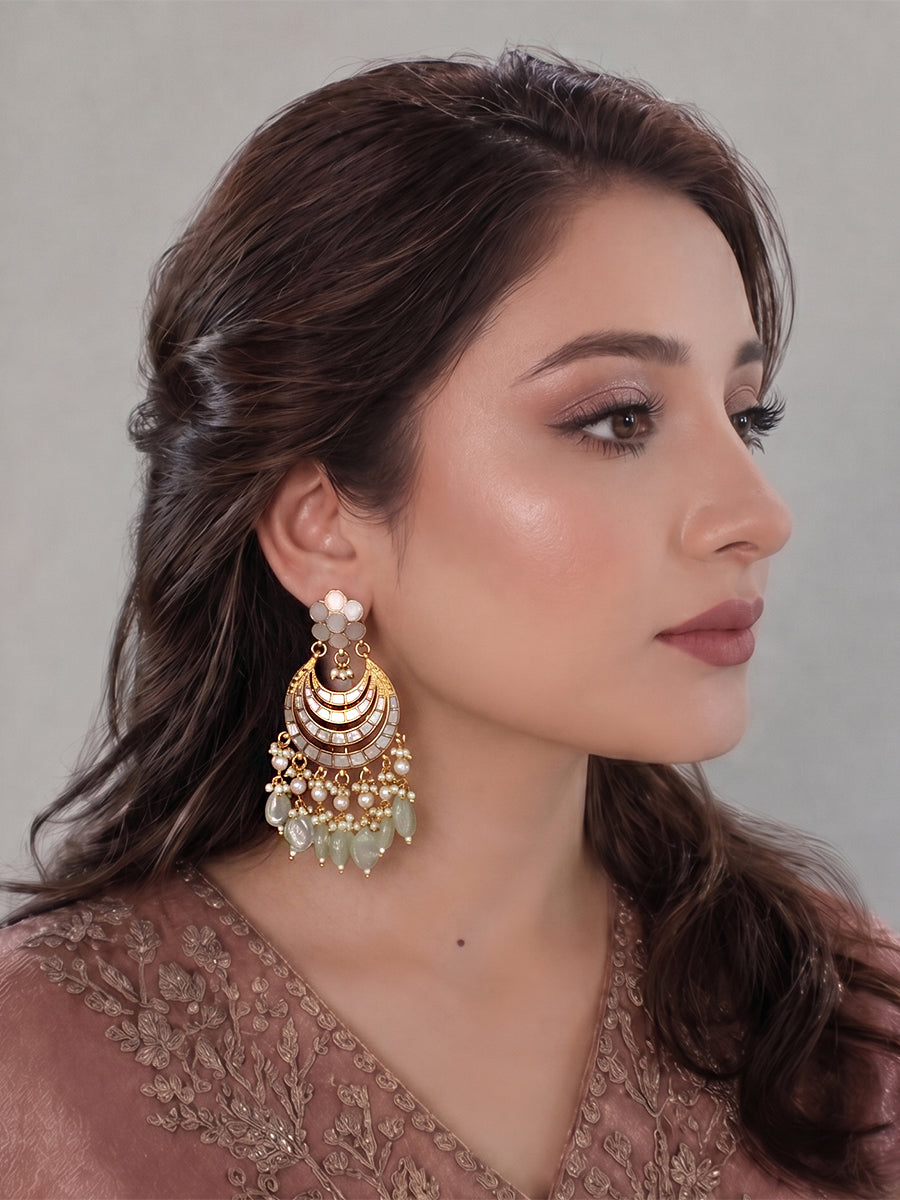 Nivisha Chandbali Earrings-Mint Green