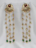 Harika Kashmiri Long Earrings-Maroon