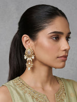 Nabhya Kundan Long Earrings-Moon Stone