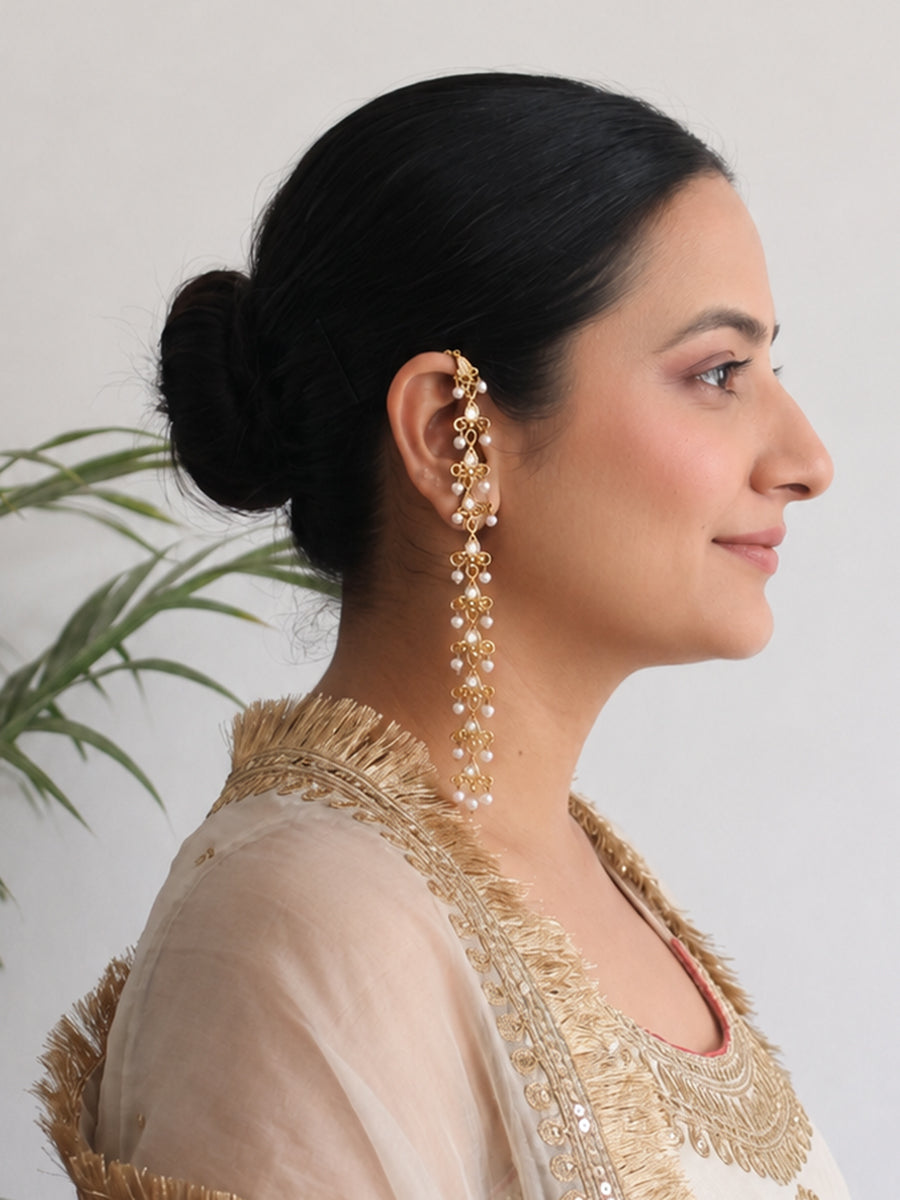  Yamika Long Earrings With Kanchain - Gold
