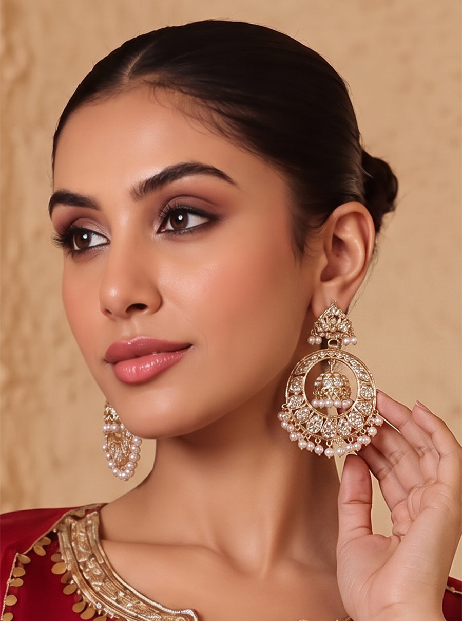 Abira Jadau Earrings-Gold