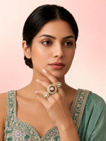 Saanjh Dual Finger Ring-Maroon