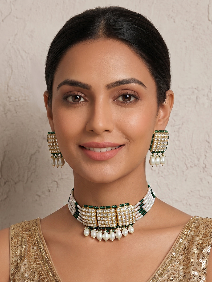 Ruhi Necklace Set-Green