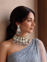 Mumbai Necklace Set-Light Grey
