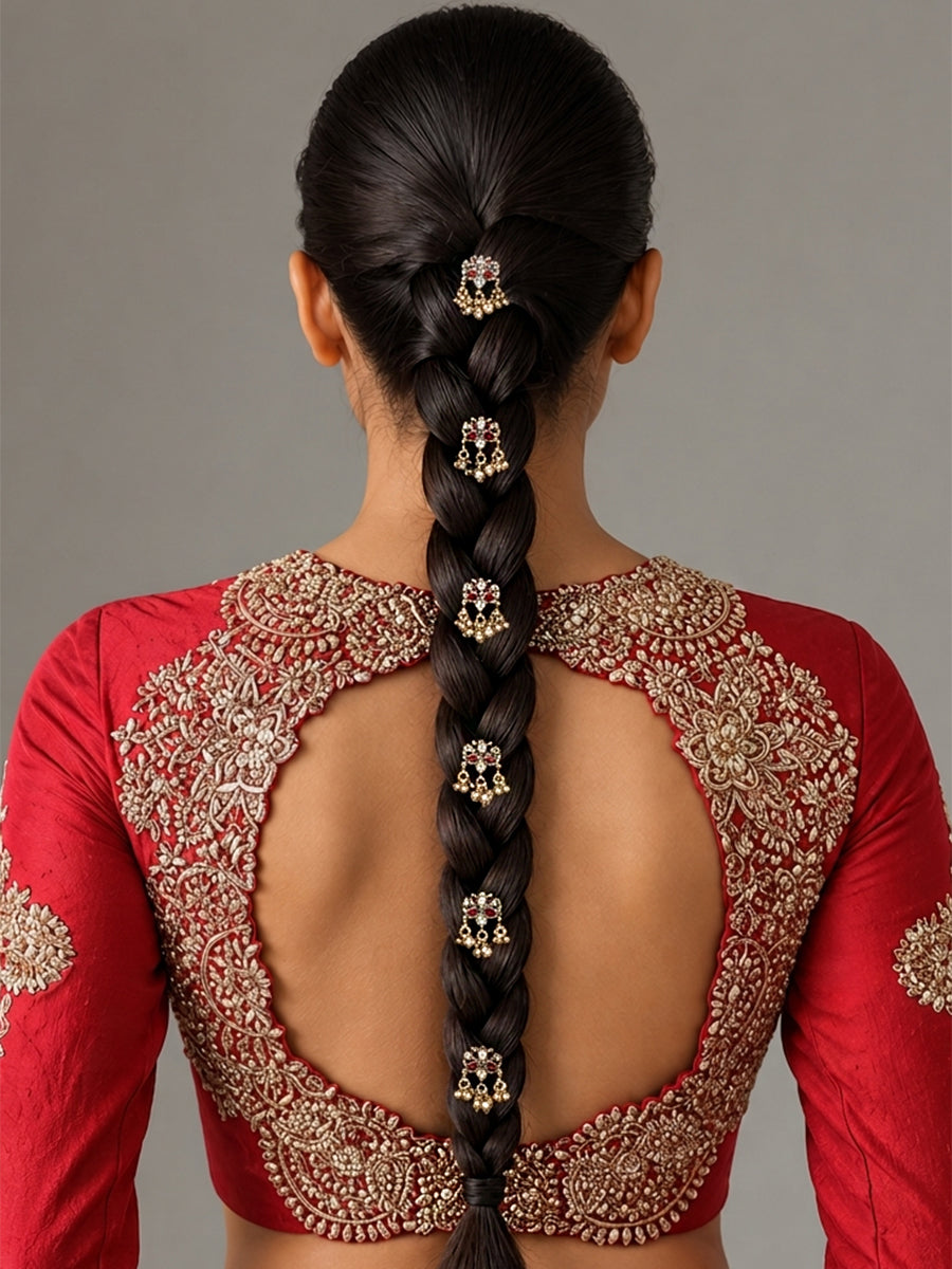 Shubhi Bun & Braid Hair Accessory - Maroon