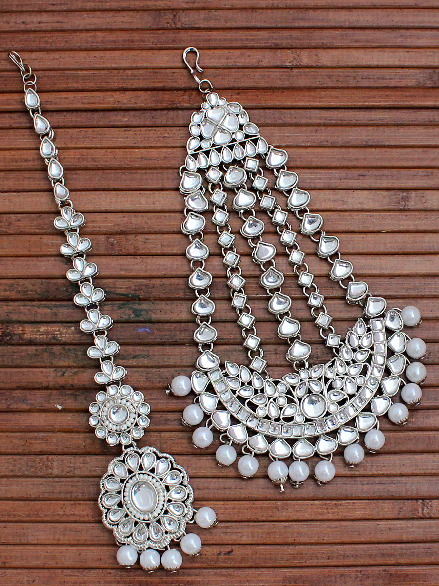 Maanvi Hair Jhoomer & Tikka South Asian Hair Jewelry for Mehndi & Sangeet