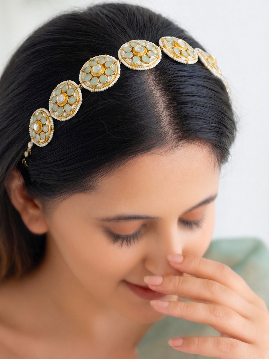 Pushkar Sheeshphool Mathapatti-Mint Green