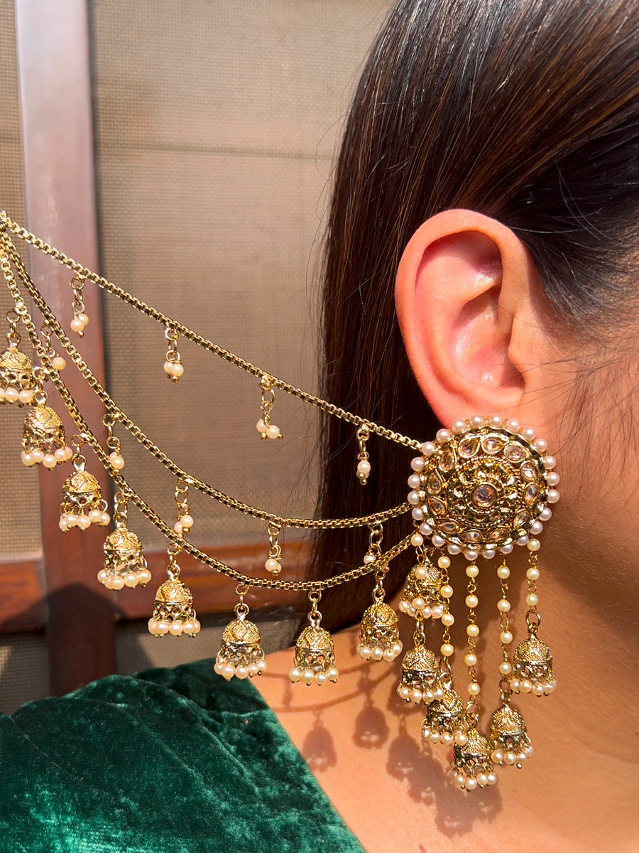 Rayma Ear Chain Statement Earrings for Mehndi & Festive Looks
