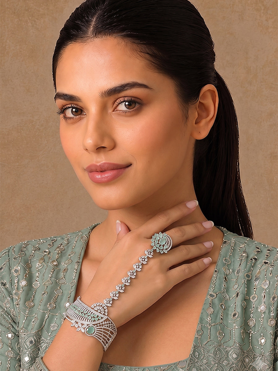 Amisha Hand Harness / Bracelet - Mint Green