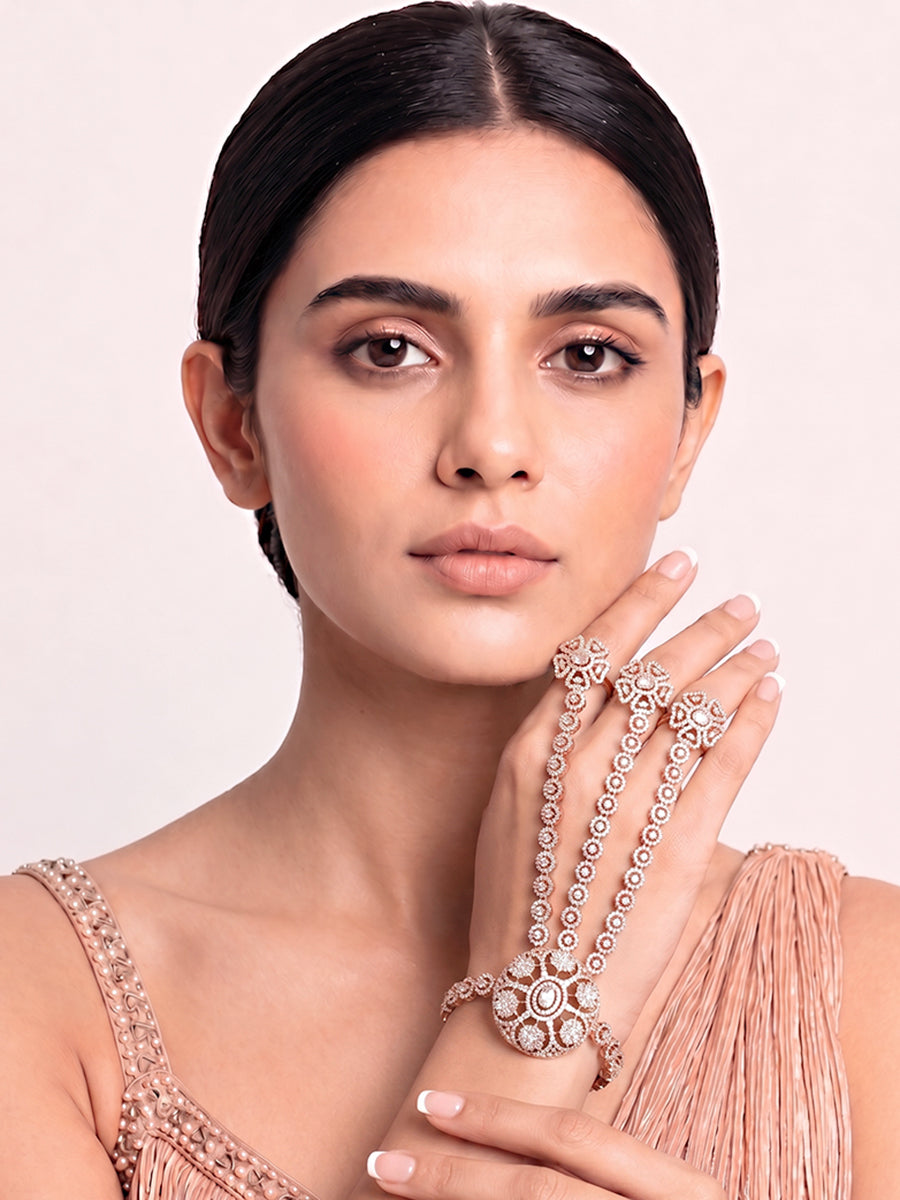 Naysha Hand Harness / Bracelet-Rose Gold