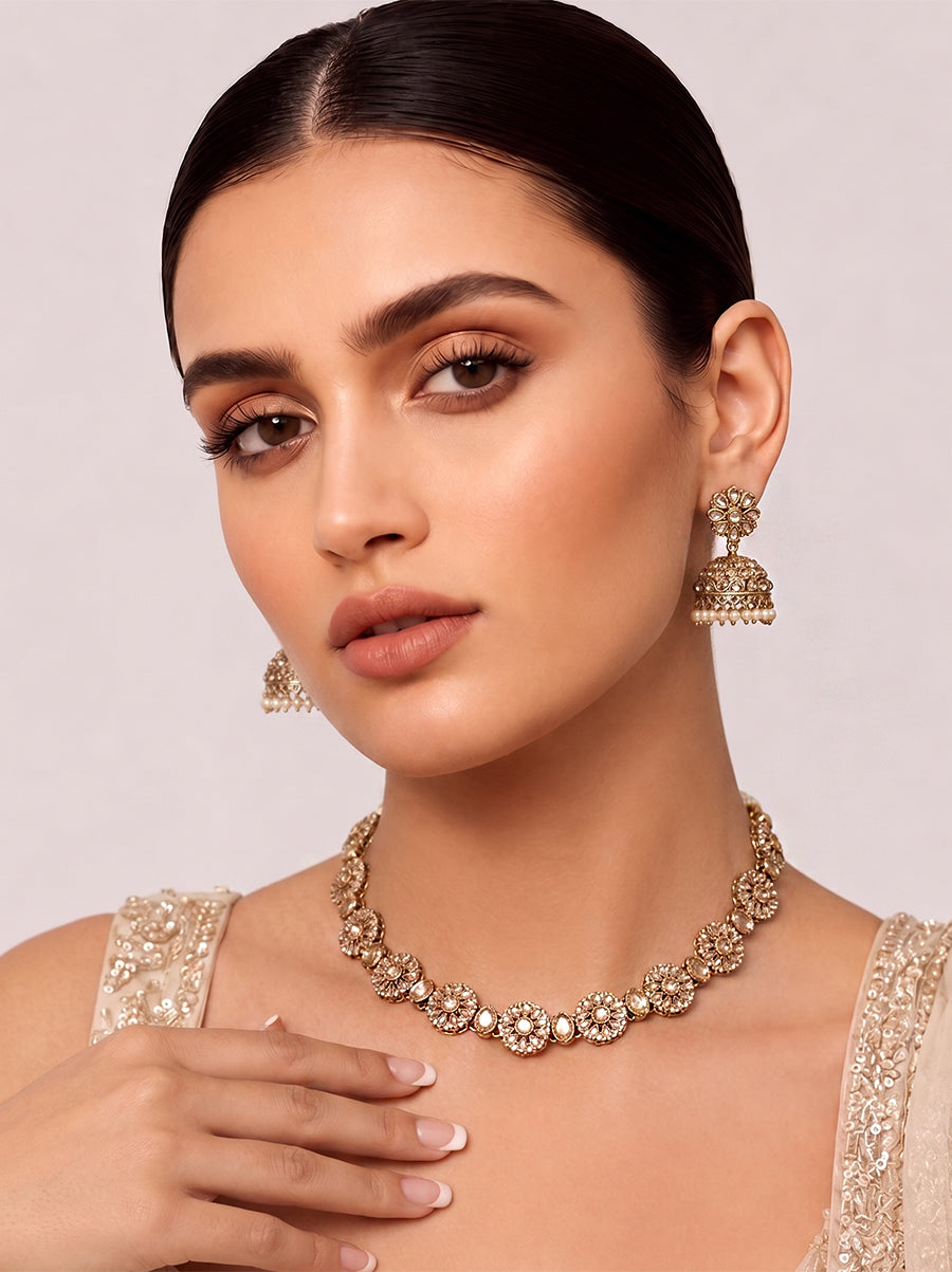 Jaanvi Necklace Set-Golden