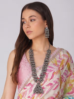 Zubia Long Necklace Set-Antique silver