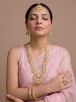 Alwar Long Kundan Necklace Set - White 