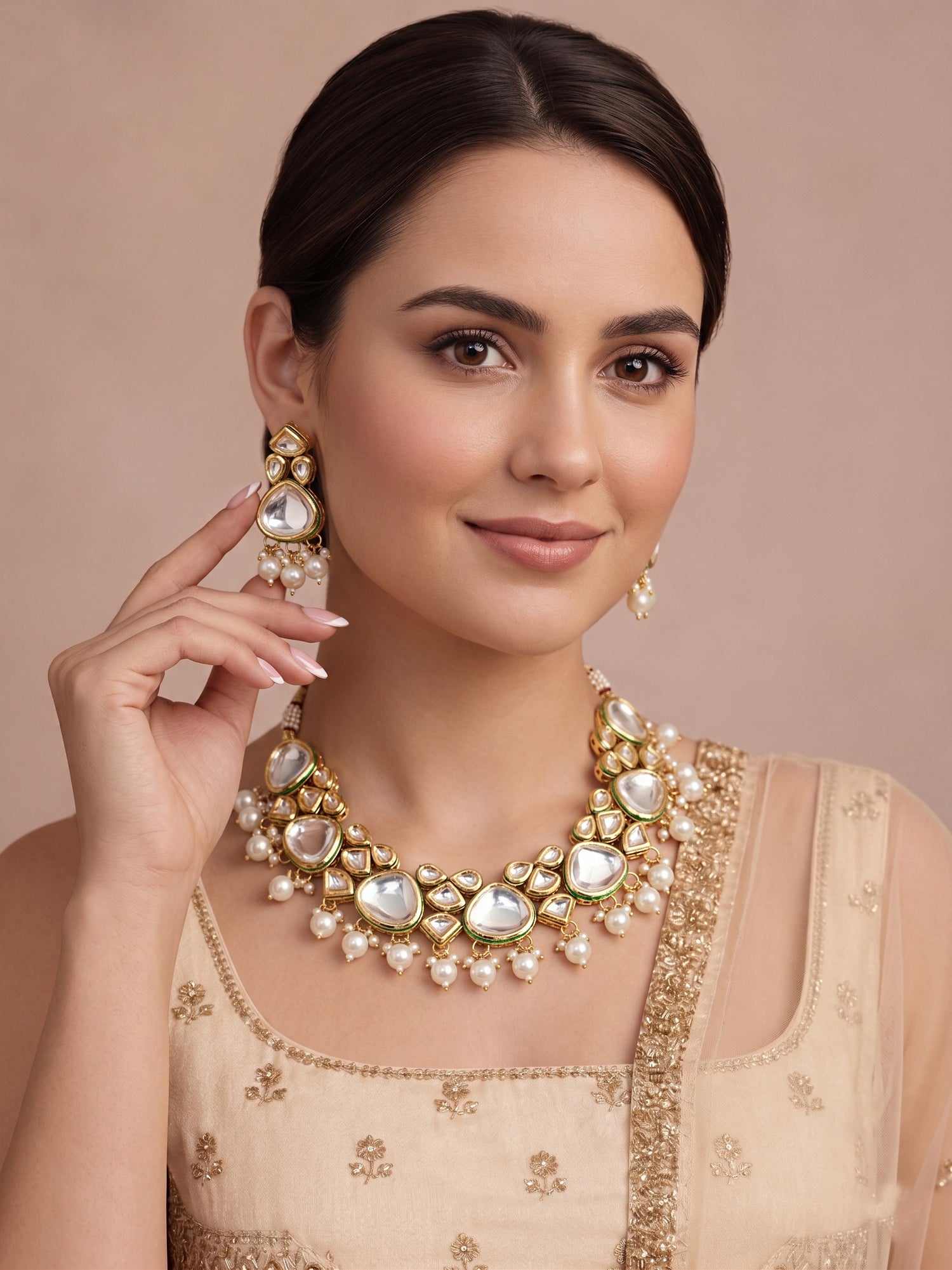 Sanchi Necklace Set - White