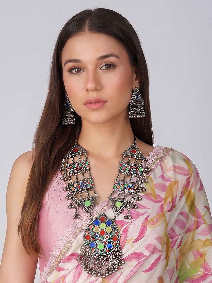 Alvina Long Necklace Set-Multicolor