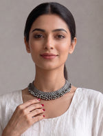 Mridula Choker Necklace-Antique silver