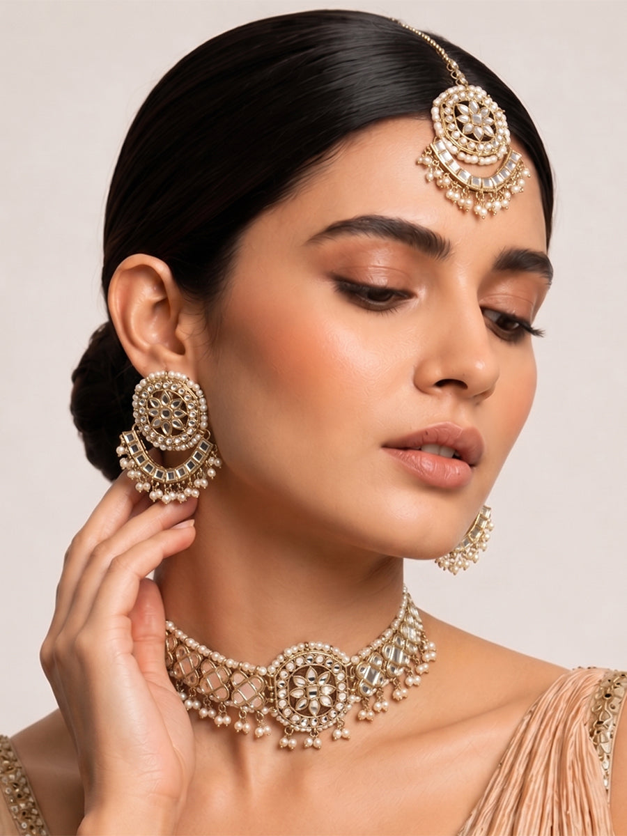 Aisha Mirror Necklace Set - Gold 
