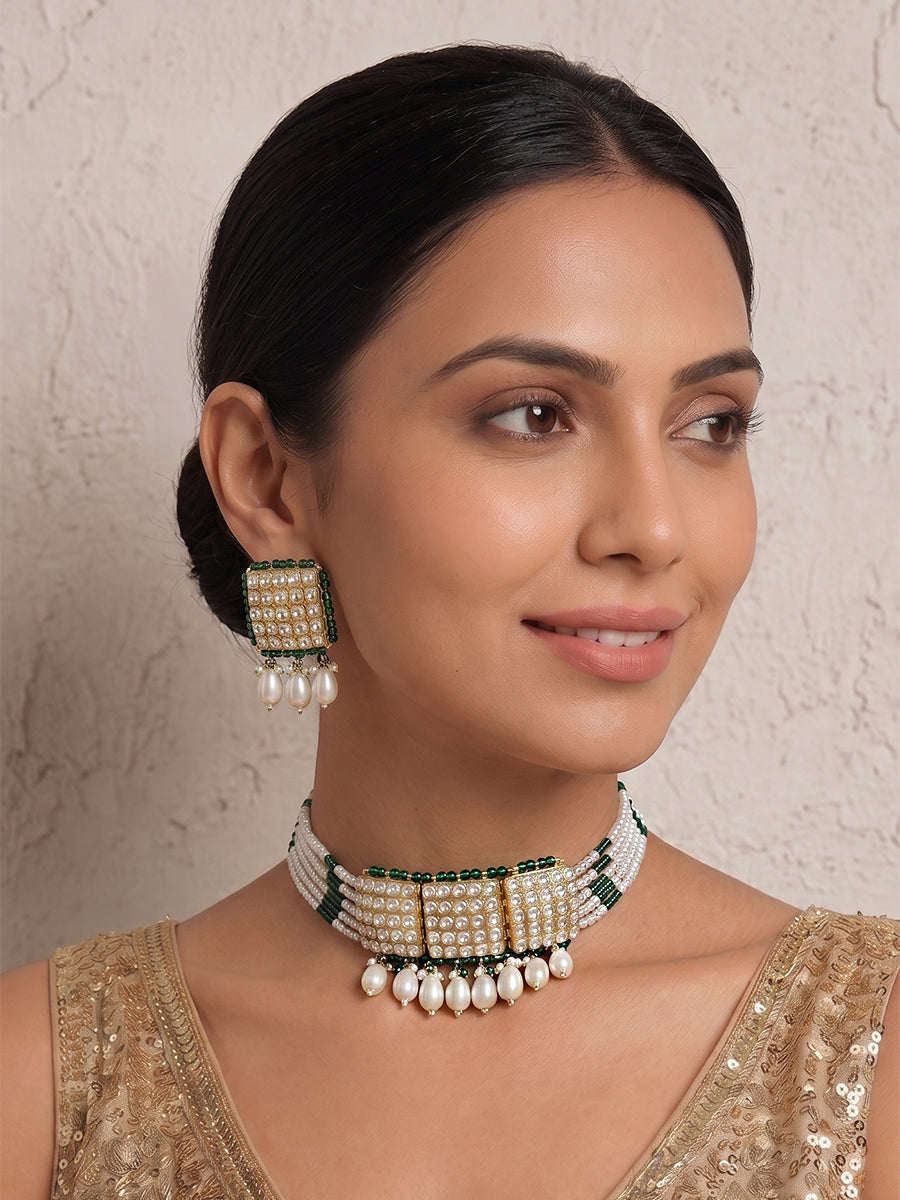 Ruhi Necklace Set-Green