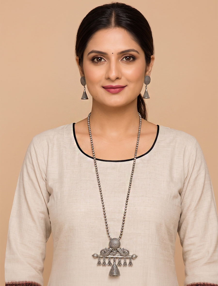 Trishla Necklace Set-Antique Silver