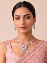 Eva Long Necklace Set- Silver