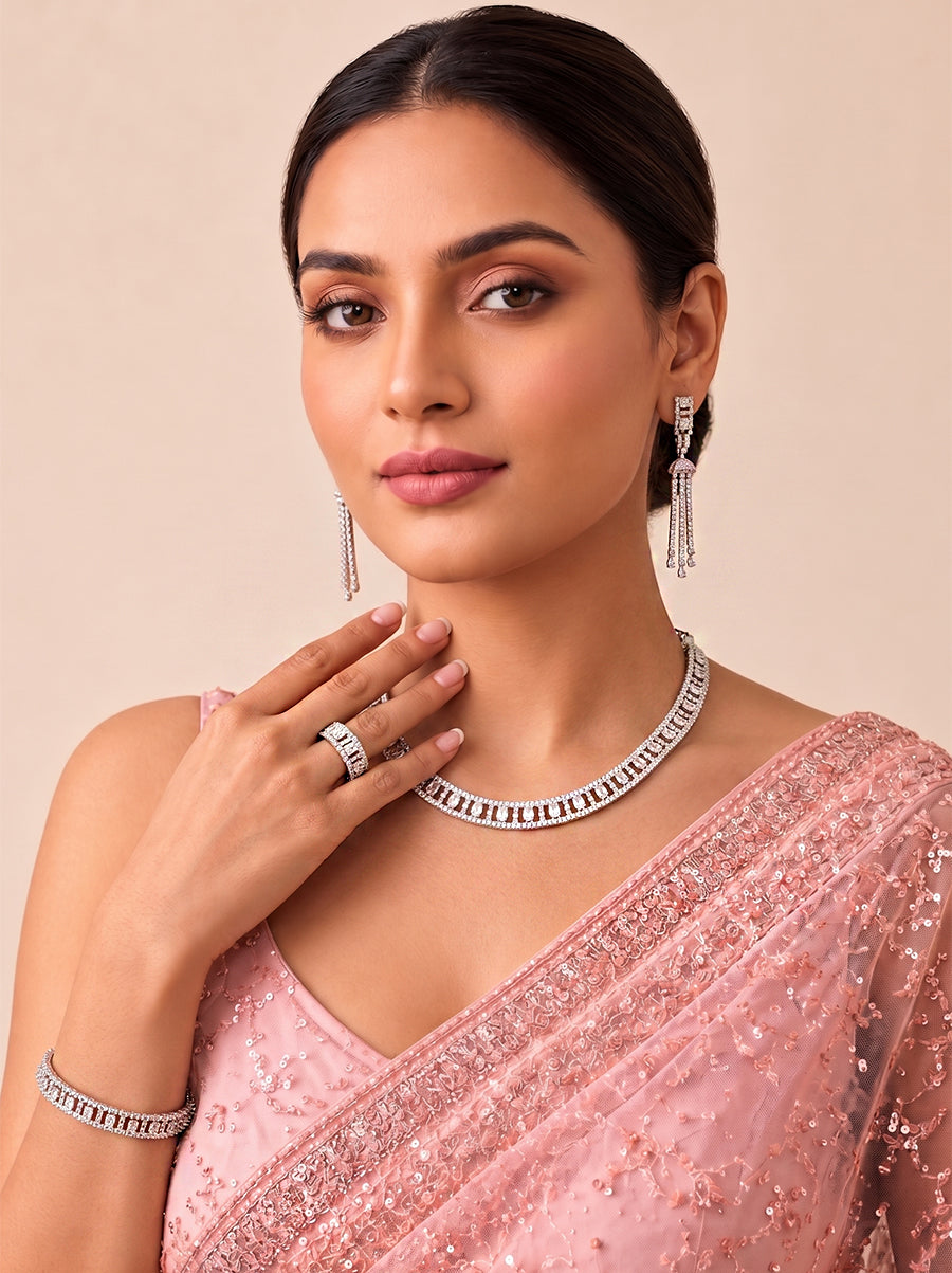 Gracy Necklace Set-Silver