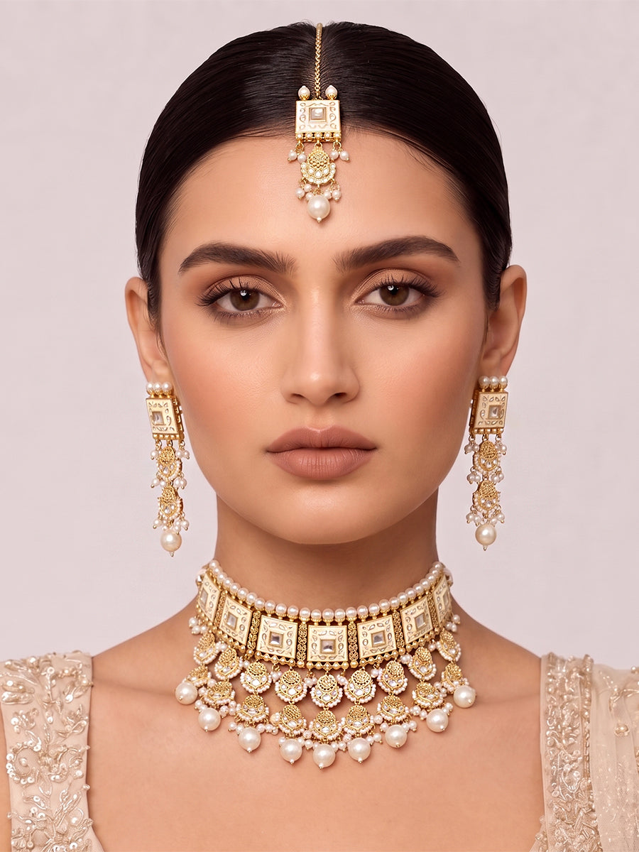 Lahore Necklace Set-Ivory
